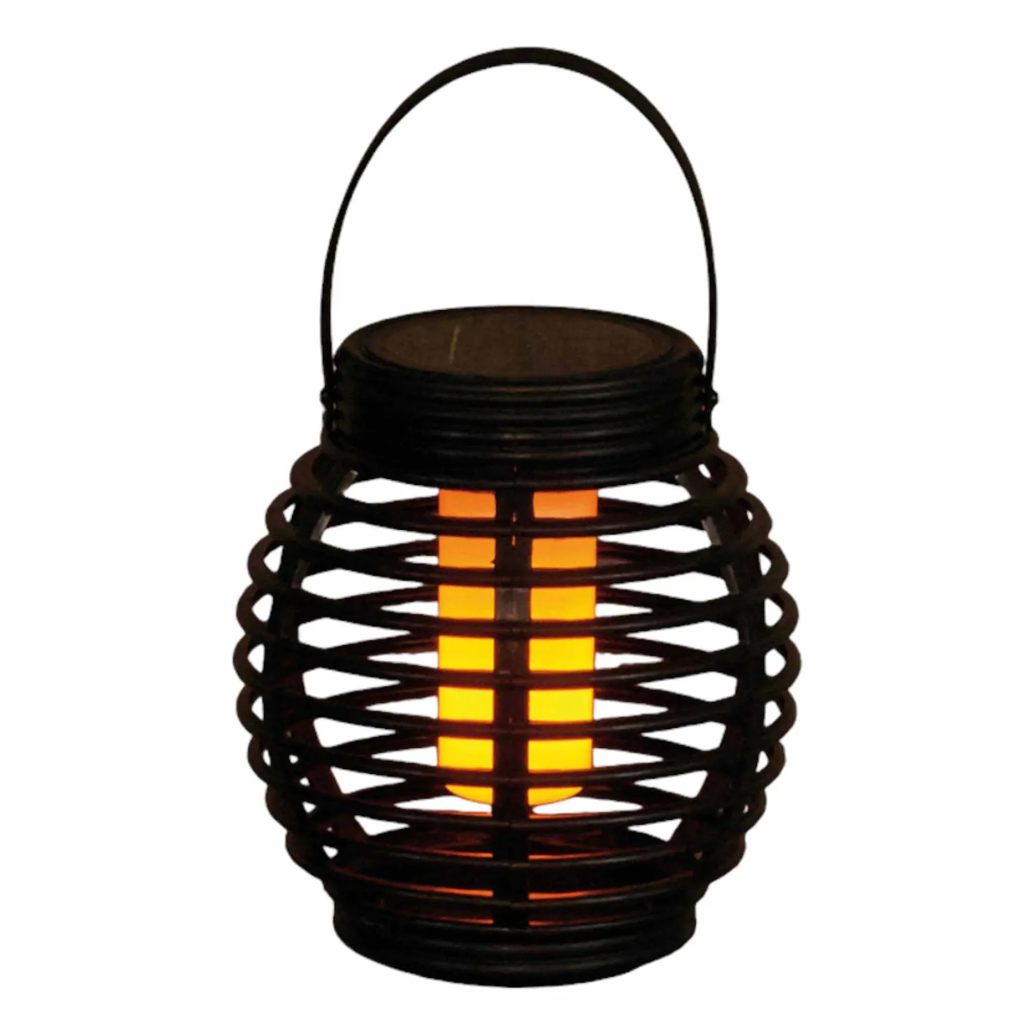 Anna’s Collection Solar-Laterne, schwarz, 12 LEDs Flammeneffekt, Ø 15 × 15 cm